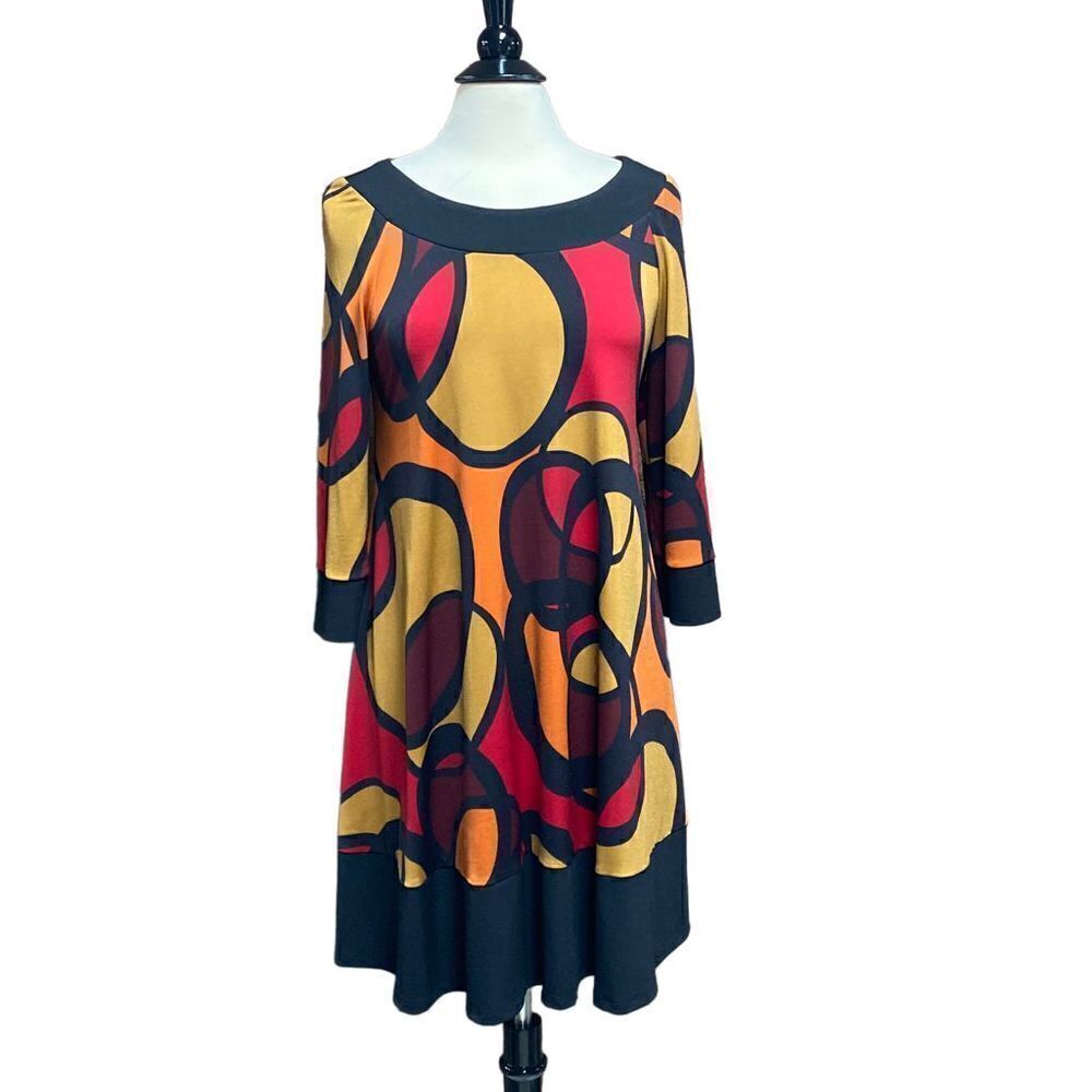 Muse Multi Color 3/4 Sleeve Dress Size 8